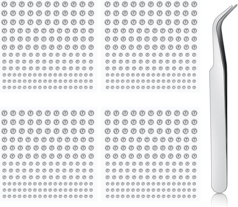 QWALIT Fake Lip Ring Fake Lip Piercing Fake Piercings Fake Nose Ring Hoop Fake Face Piercing Fake Lip Stud Fake Nose Stud Stick on Fake Eyebrow Piercing Fake Eyebrow Ring Fake Piercing Balls Silver - Image 1